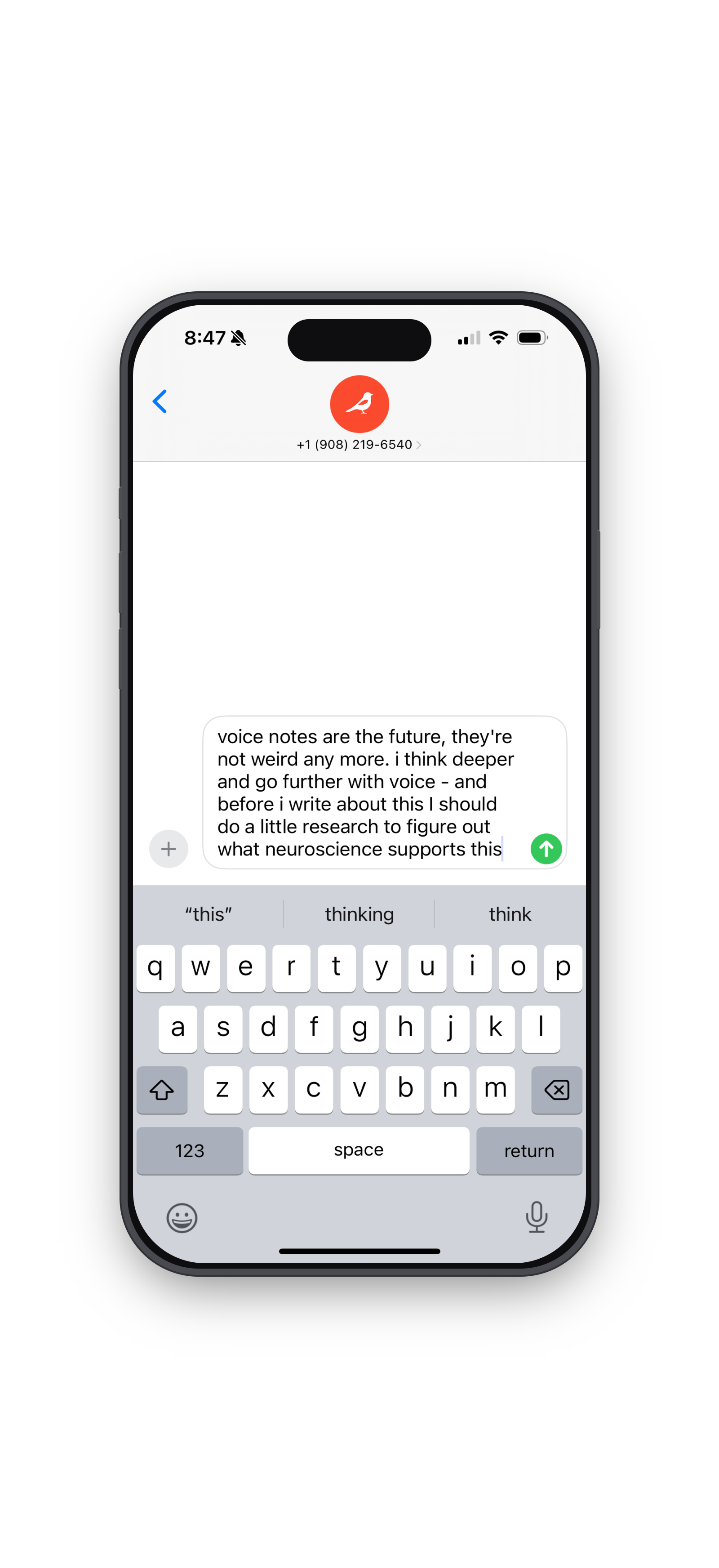 Saving via text message